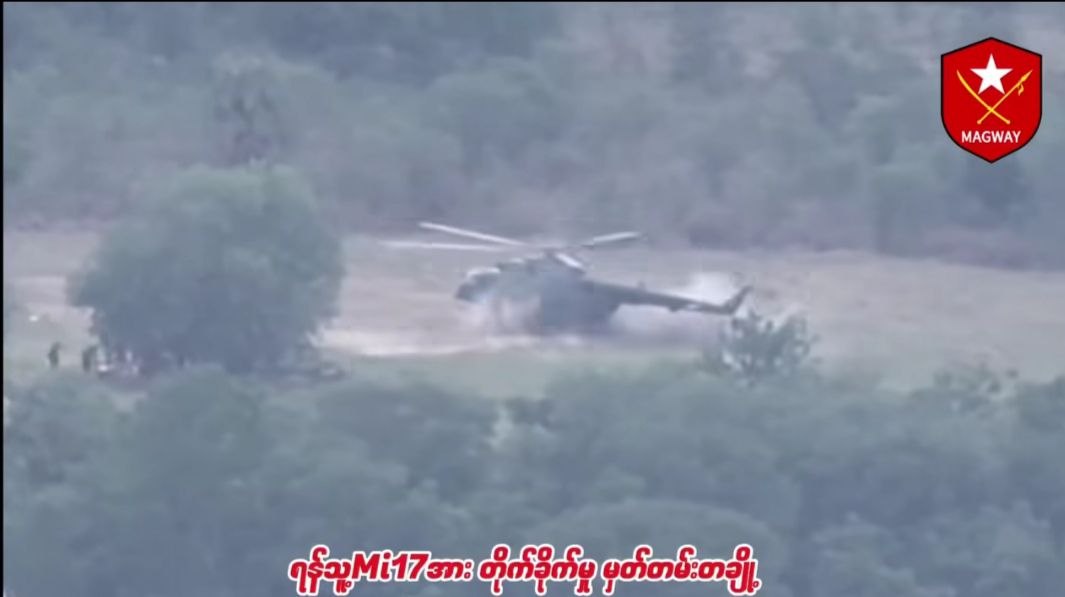 Coalition of Resistance Forces Attacks Myanmar Military Transport Helicopter in Magway